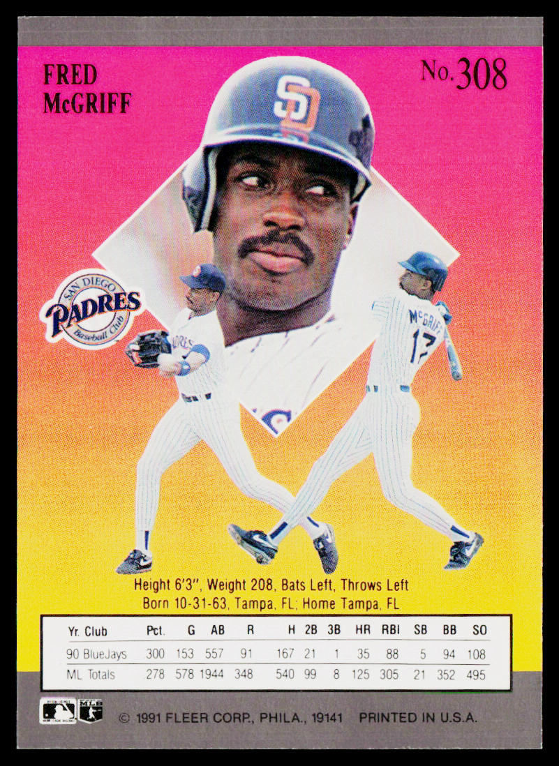 Fred McGriff 1991 Ultra #308 San Diego Padres