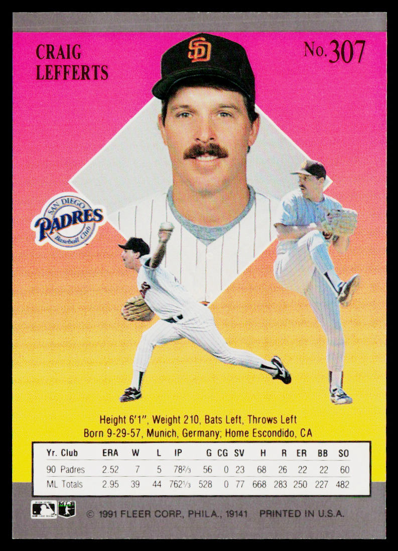 Craig Lefferts 1991 Ultra #307 San Diego Padres
