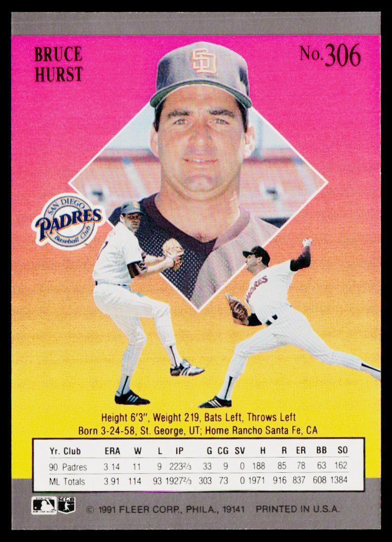 Bruce Hurst 1991 Ultra #306 San Diego Padres