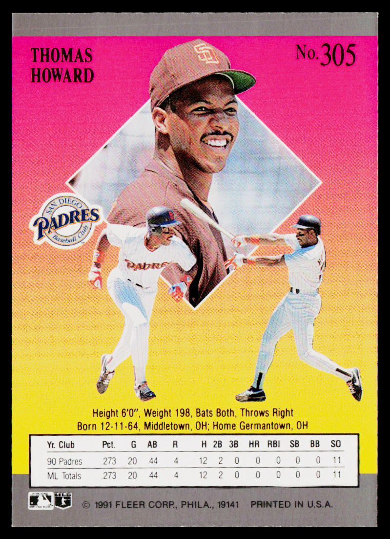 Thomas Howard 1991 Ultra #305 San Diego Padres