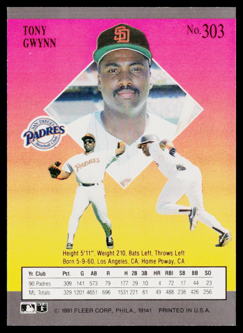 Tony Gwynn 1991 Ultra #303 San Diego Padres