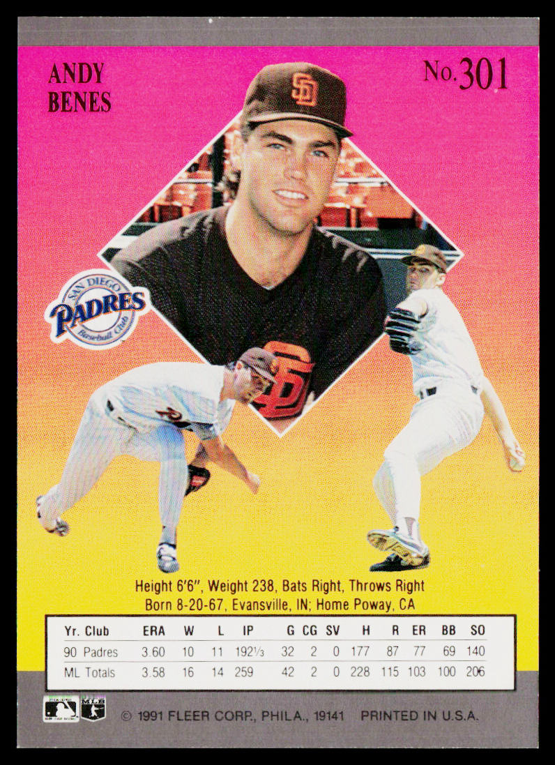 Andy Benes 1991 Ultra #301 San Diego Padres