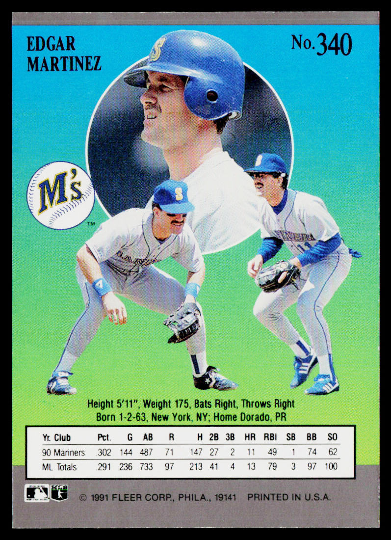 Edgar Martinez 1991 Ultra #340 Seattle Mariners