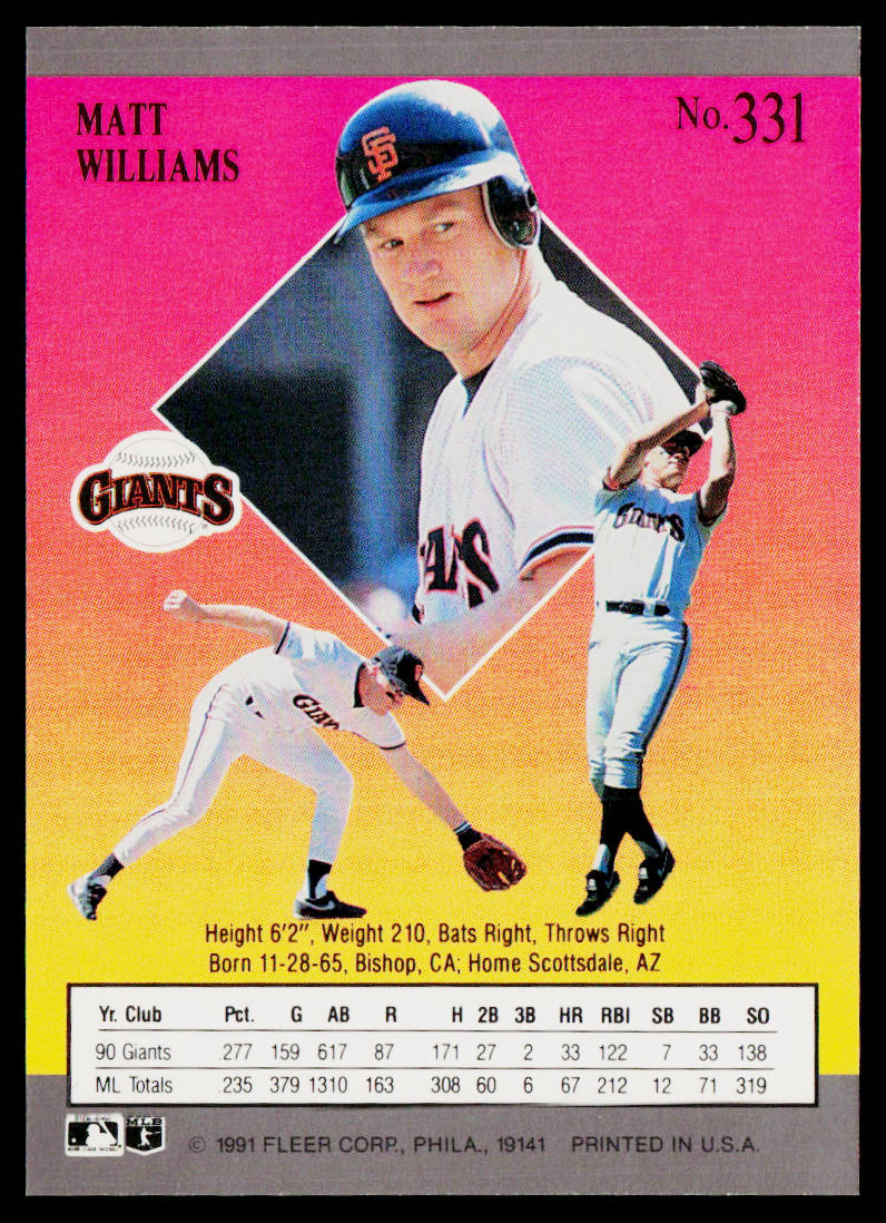 Matt Williams 1991 Ultra #331 San Francisco Giants