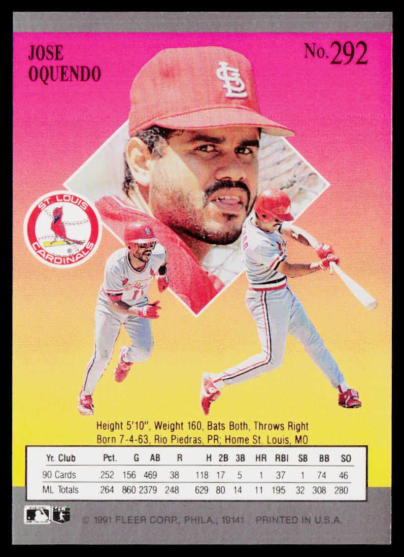Jose Oquendo 1991 Ultra #292 St. Louis Cardinals