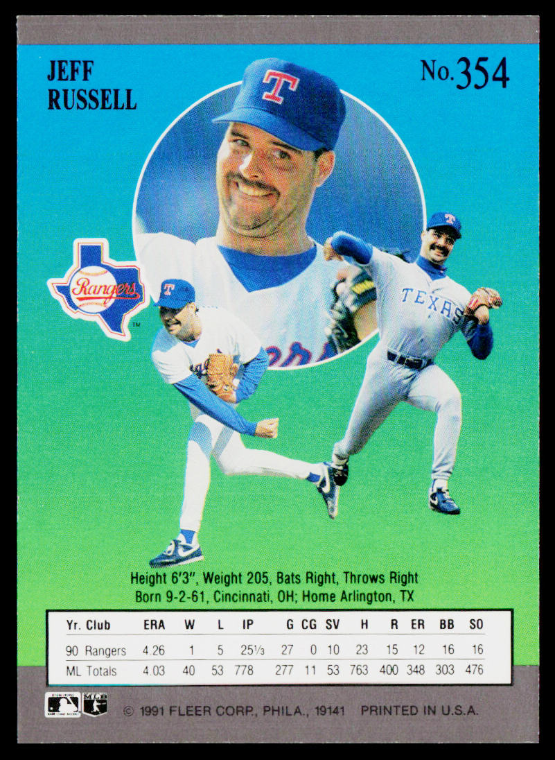 Jeff Russell 1991 Ultra #354 Texas Rangers