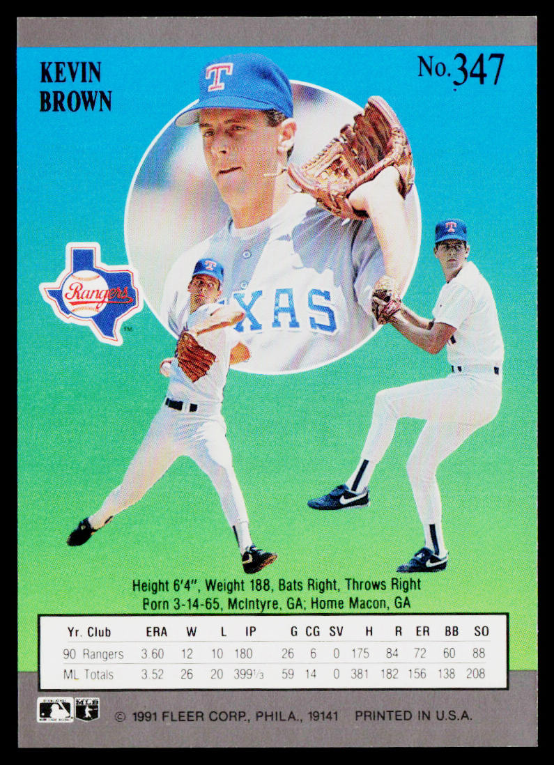 Kevin Brown 1991 Ultra #347 Texas Rangers