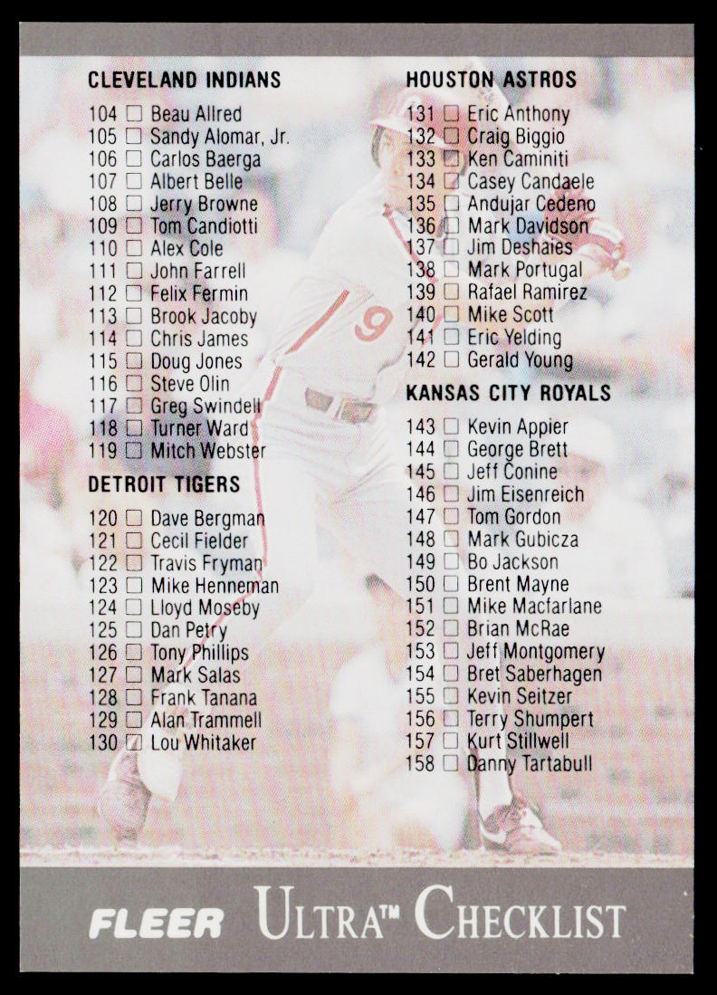 Checklist: 104-210 1991 Ultra #398