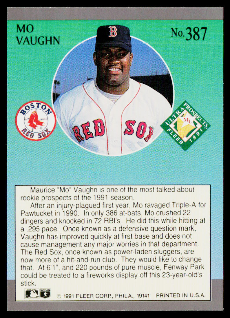 Mo Vaughn 1991 Ultra #387 Boston Red Sox