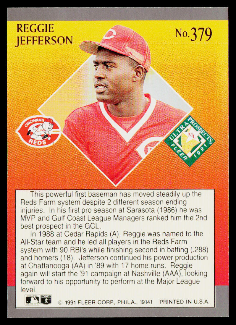 Reggie Jefferson 1991 Ultra #379 Cincinnati Reds