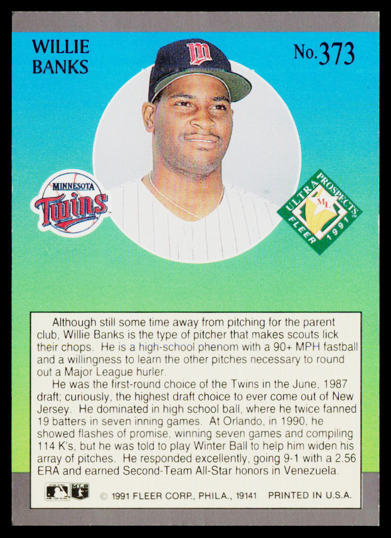 Willie Banks 1991 Ultra #373 Minnesota Twins