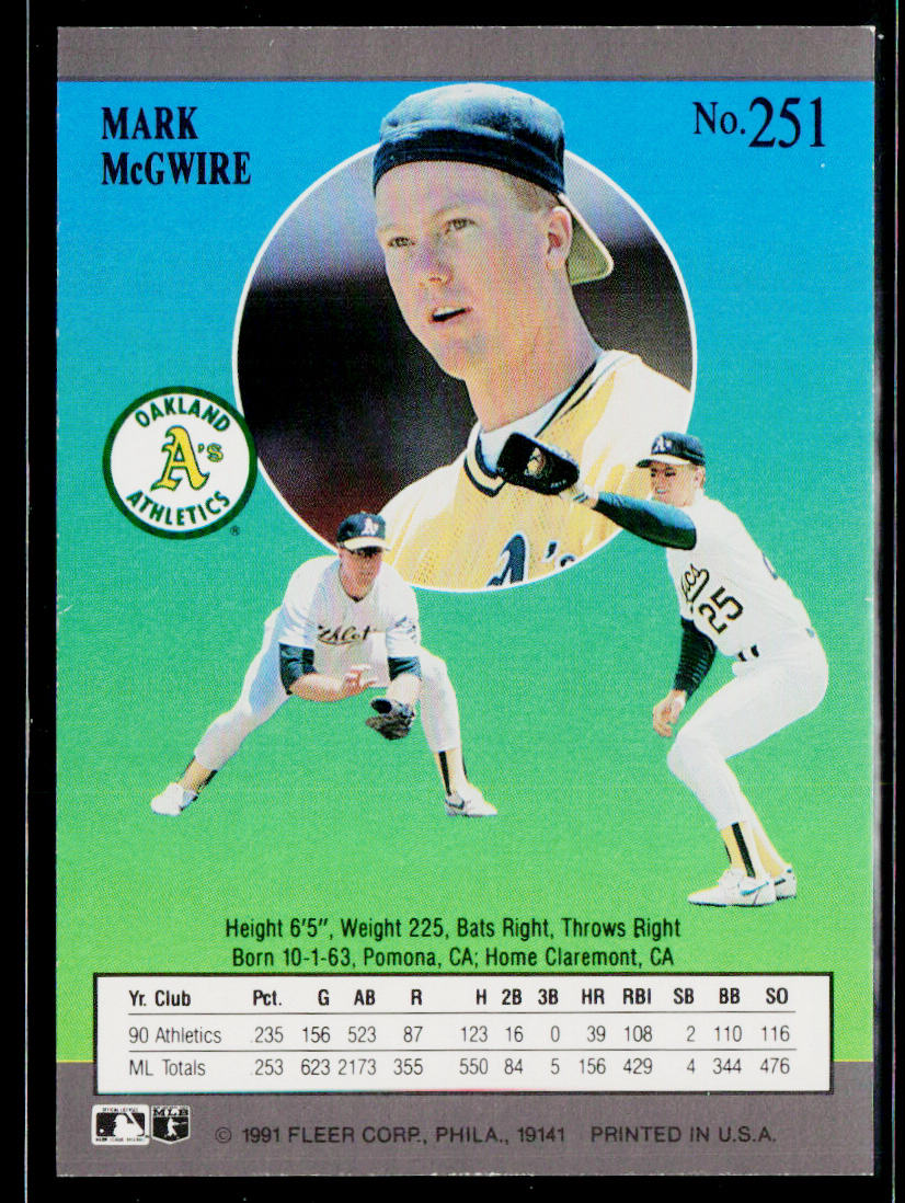 Mark McGwire 1991 Ultra #251 Oakland Athletics