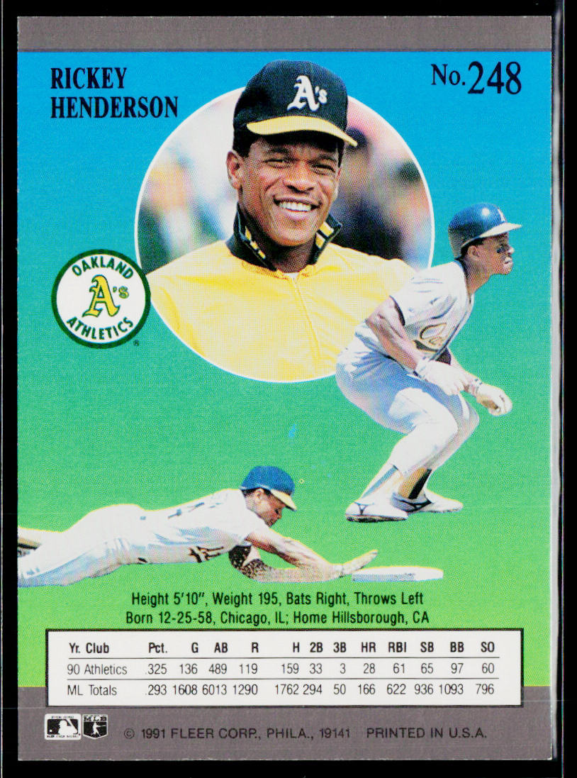 Rickey Henderson 1991 Ultra #248 Oakland Athletics