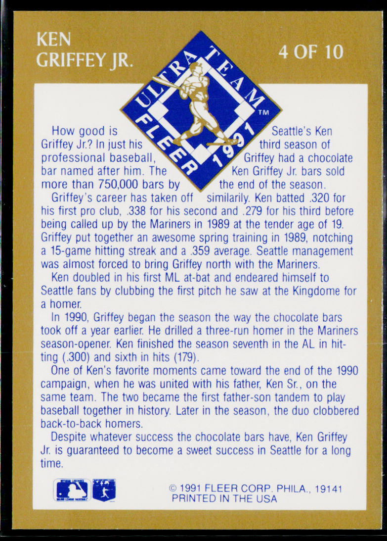 Ken Griffey Jr. 1991 Ultra Ultra Team (Ultra Gold) #4 Seattle Mariners