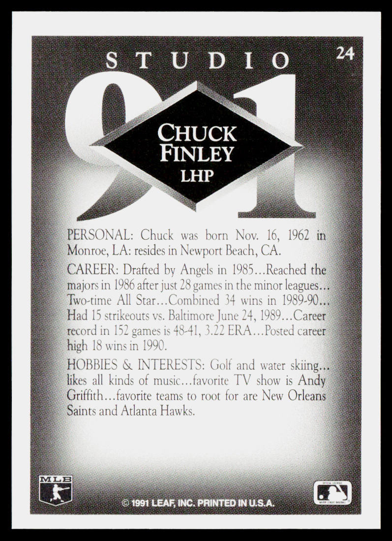 Chuck Finley 1991 Studio #24 California Angels
