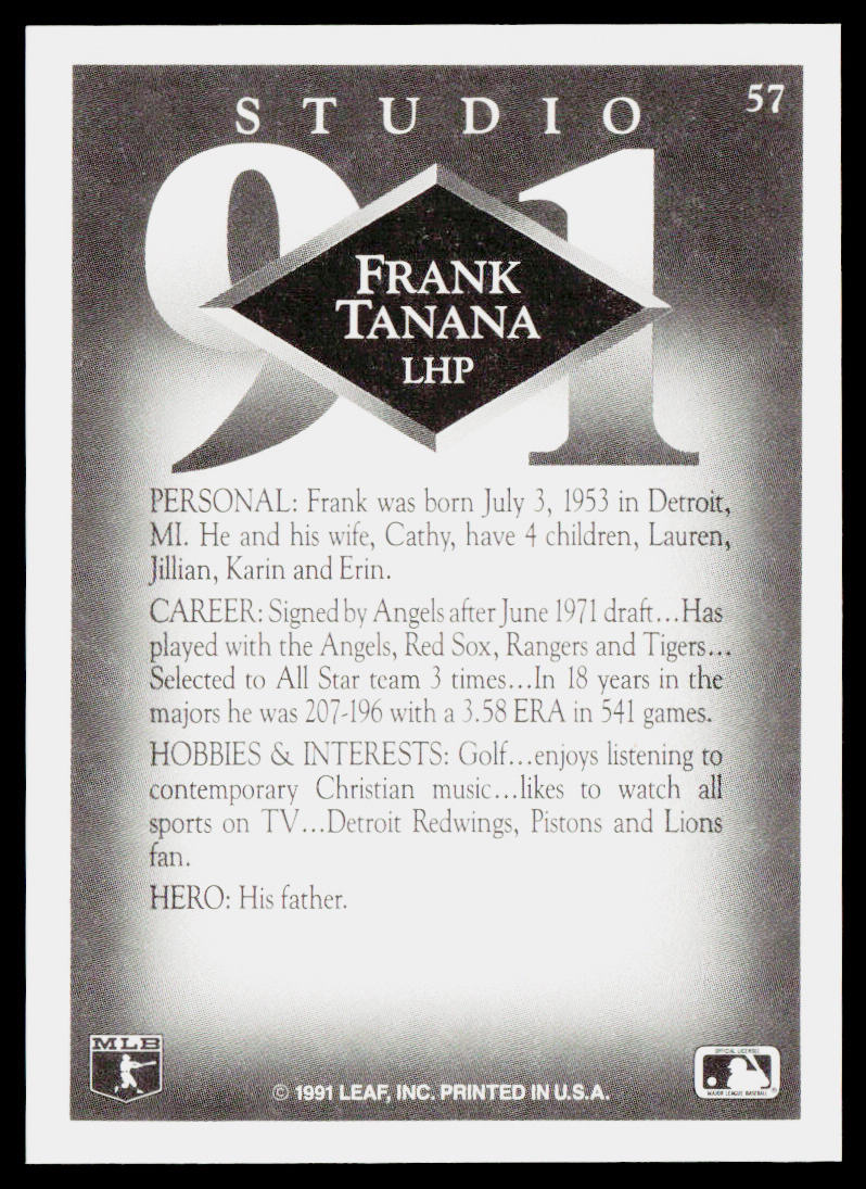 Frank Tanana 1991 Studio #57 Detroit Tigers