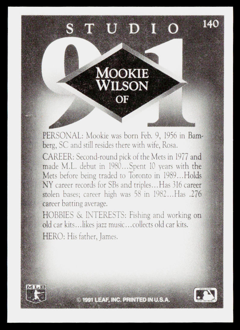 Mookie Wilson 1991 Studio #140 Toronto Blue Jays