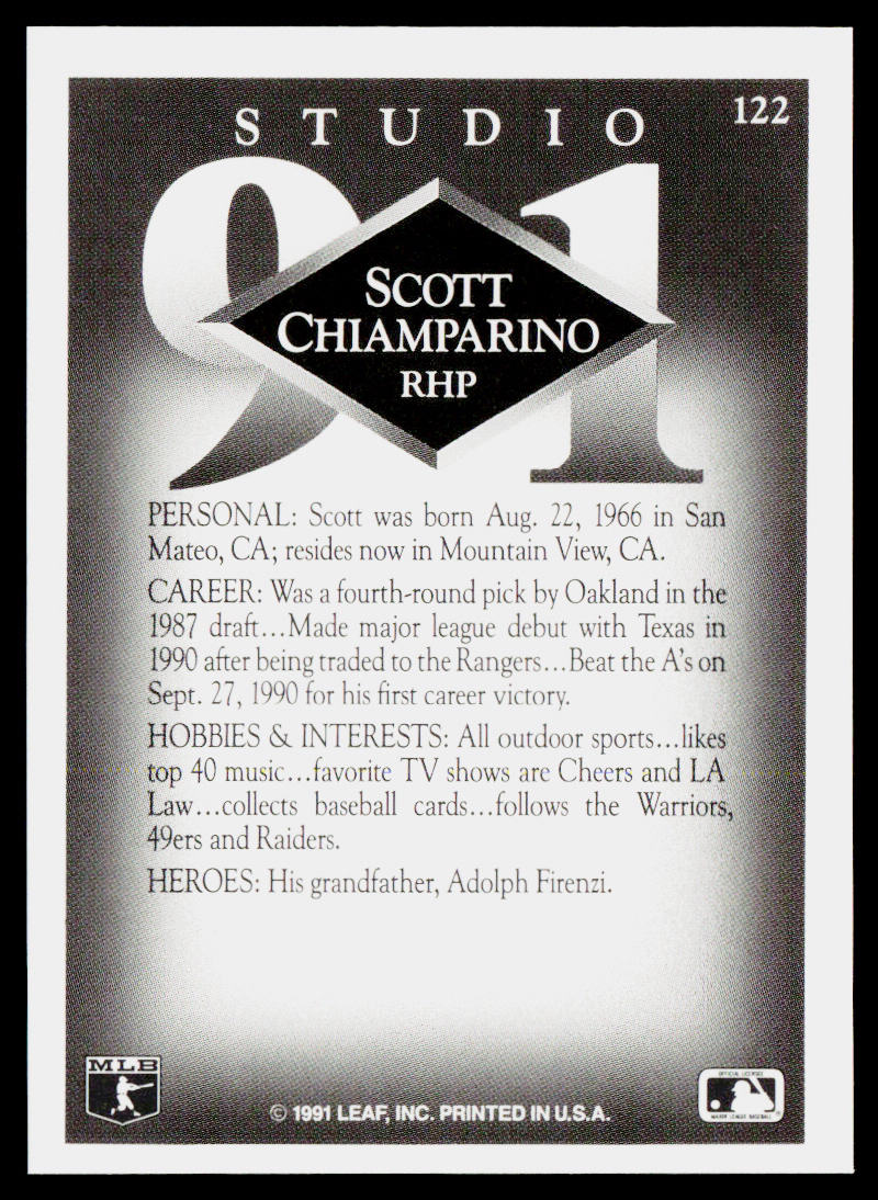Scott Chiamparino 1991 Studio #122 Texas Rangers