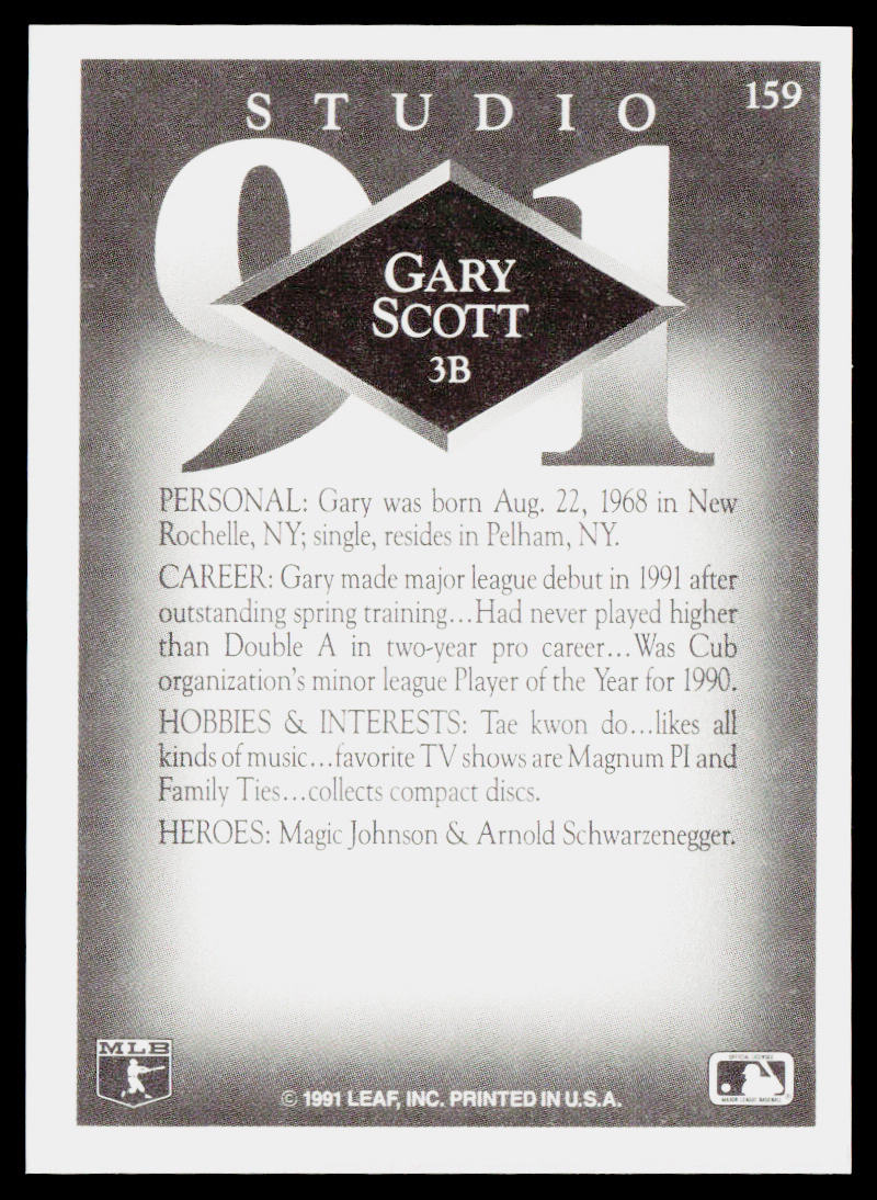 Gary Scott 1991 Studio #159 RC Chicago Cubs