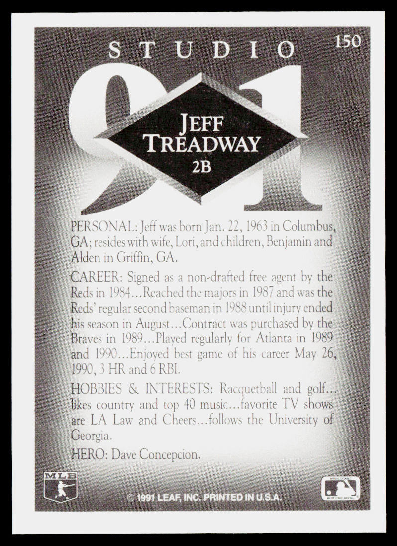 Jeff Treadway 1991 Studio #150 Atlanta Braves
