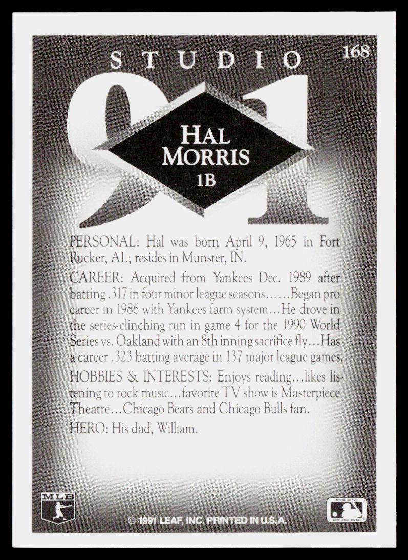 Hal Morris 1991 Studio #168 Cincinnati Reds