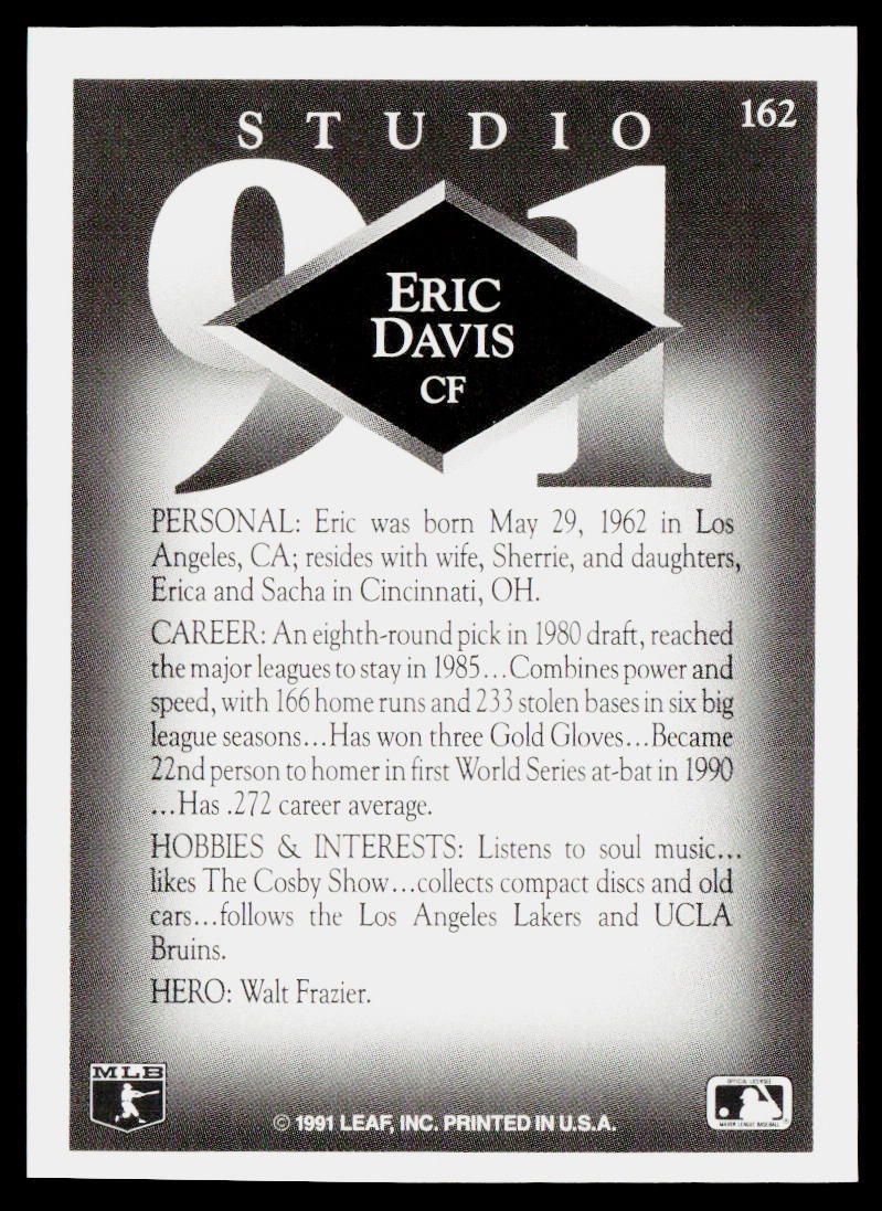 Eric Davis 1991 Studio #162 Cincinnati Reds