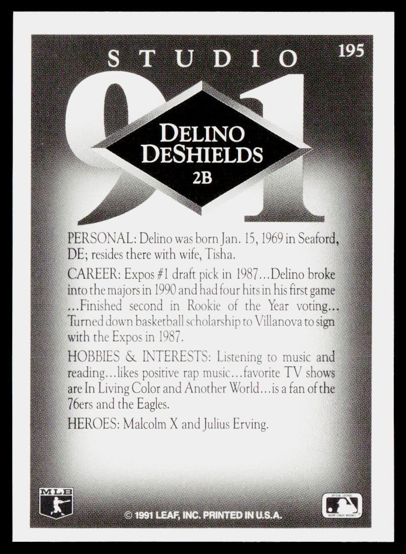 Delino DeShields 1991 Studio #195 Montreal Expos