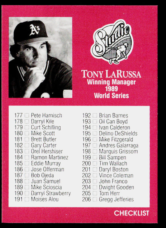 Tony LaRussa 1991 Studio #263 Oakland Athletics