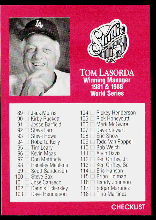 Tom Lasorda 1991 Studio #262 Los Angeles Dodgers