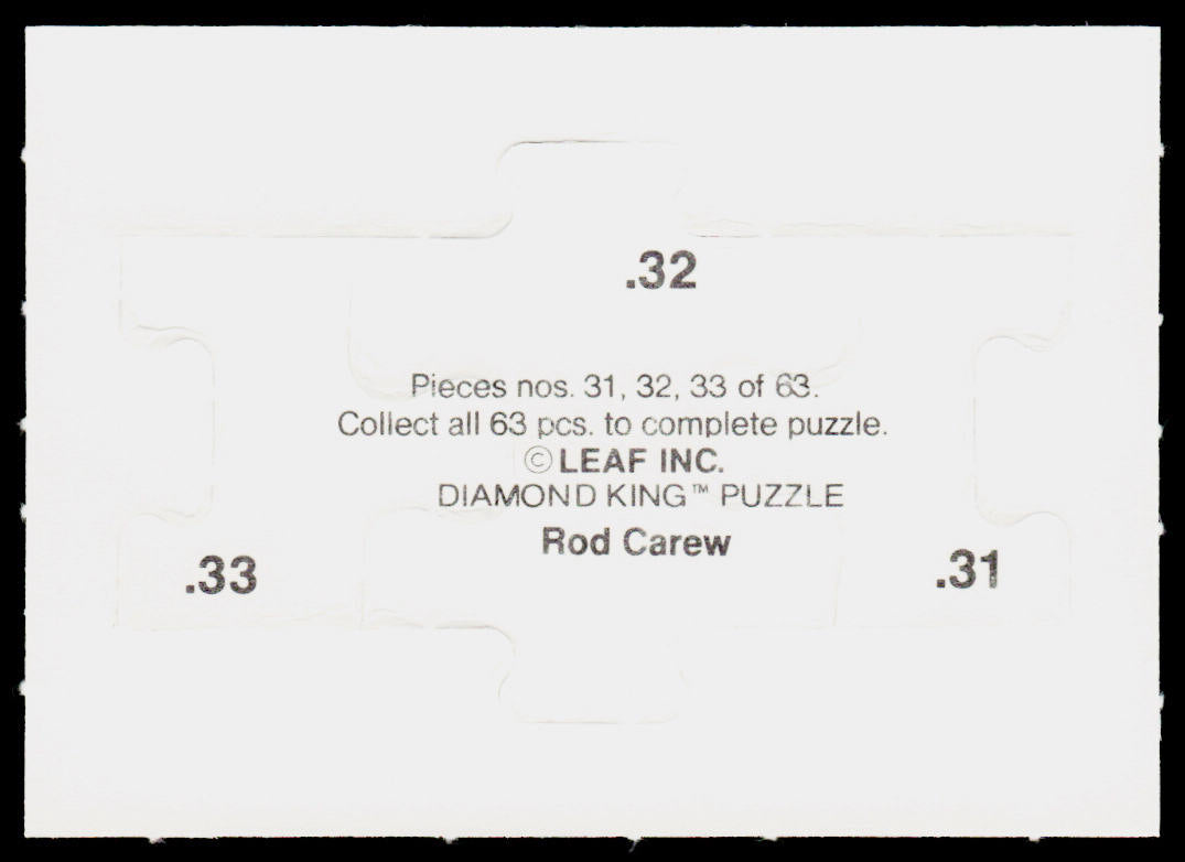 Rod Carew 1991 Studio Rod Carew Puzzle #31-33 Minnesota Twins