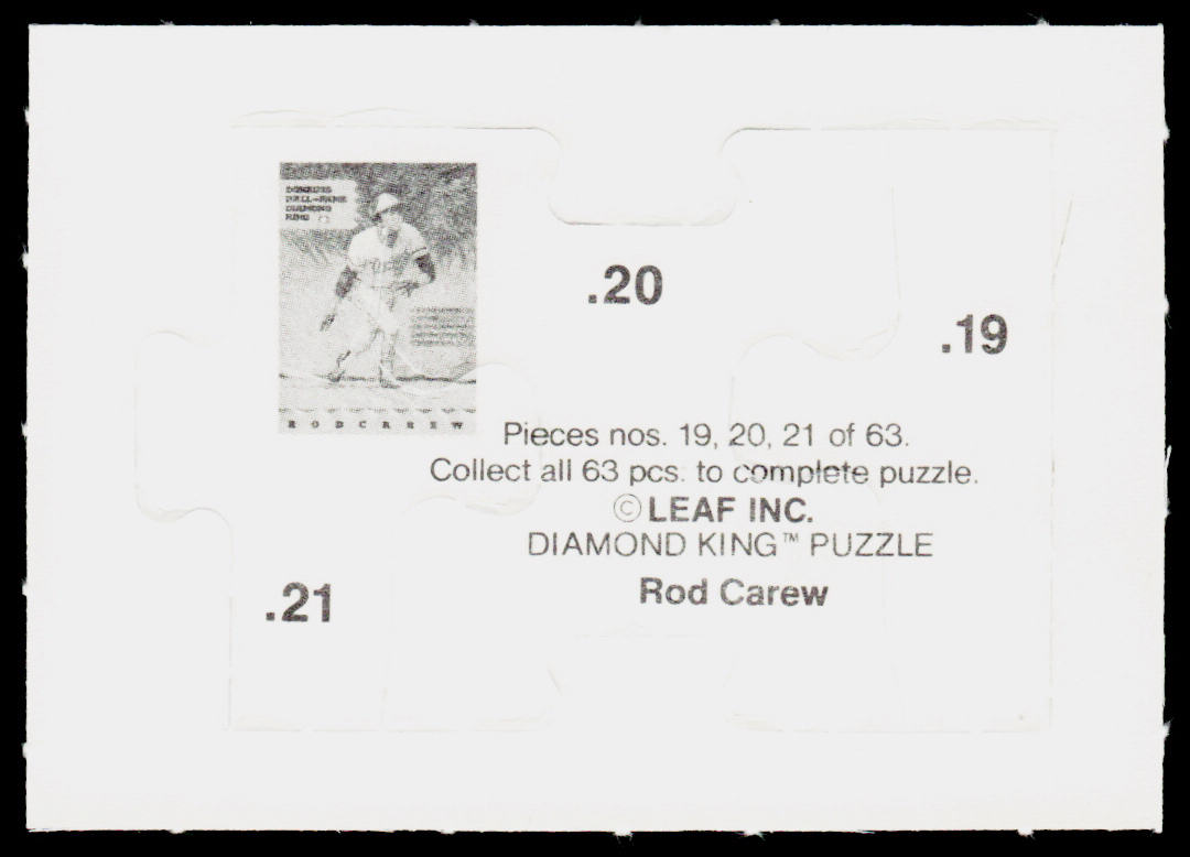 Rod Carew 1991 Studio Rod Carew Puzzle #19-21 Minnesota Twins