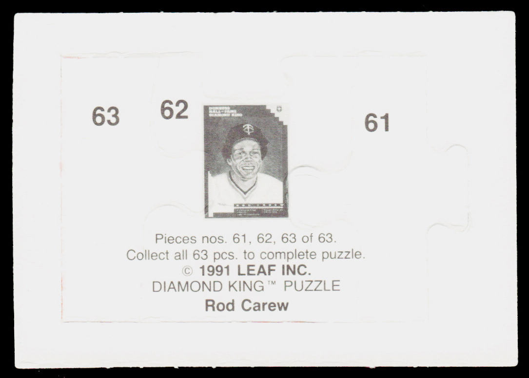 Rod Carew 1992 Donruss Rod Carew Puzzle #61-63 Minnesota Twins