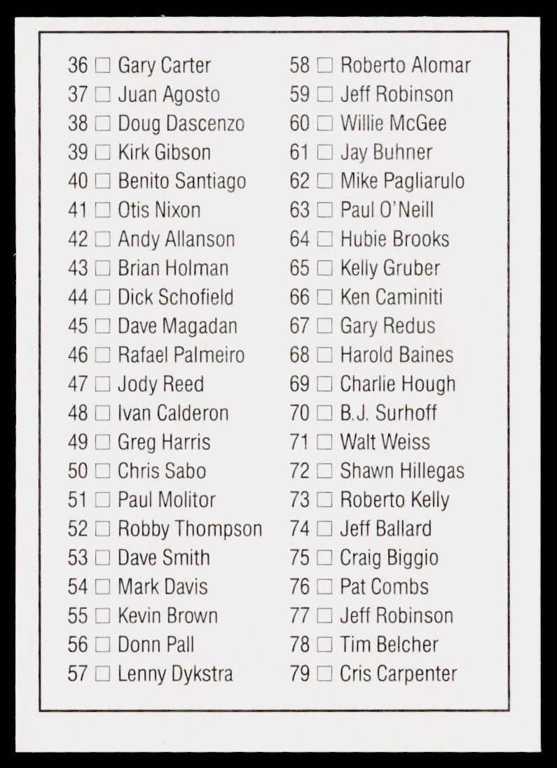 Checklist: 1-79 1992 Donruss #80