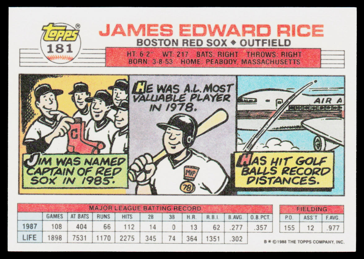 Jim Rice 1988 Topps Big #181 Boston Red Sox
