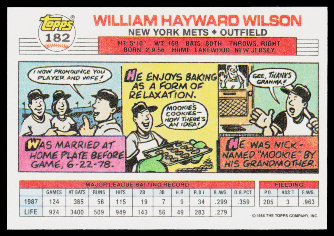 Mookie Wilson 1988 Topps Big #182 New York Mets