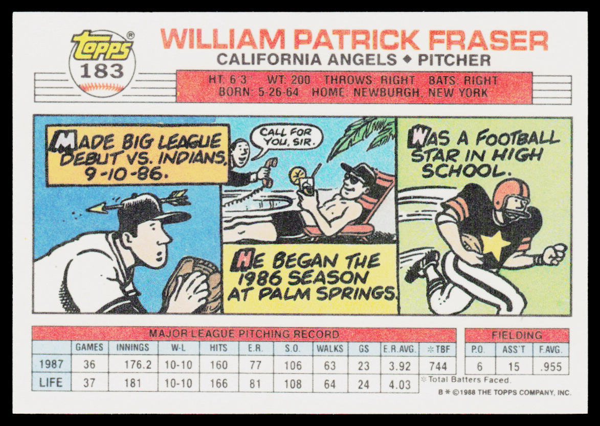Willie Fraser 1988 Topps Big #183a California Angels