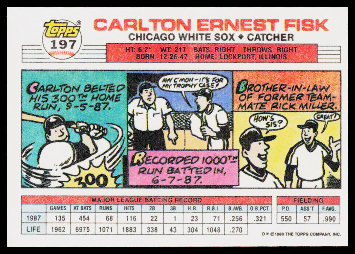 Carlton Fisk 1988 Topps Big #197a Chicago White Sox
