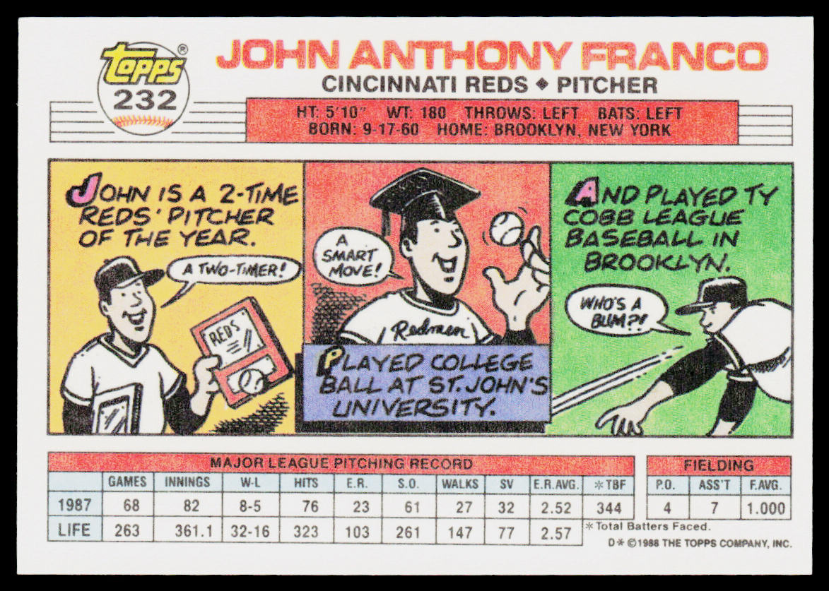 John Franco 1988 Topps Big #232 Cincinnati Reds