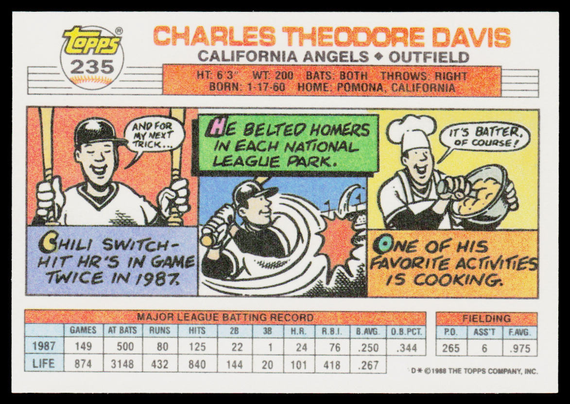 Chili Davis 1988 Topps Big #235a California Angels