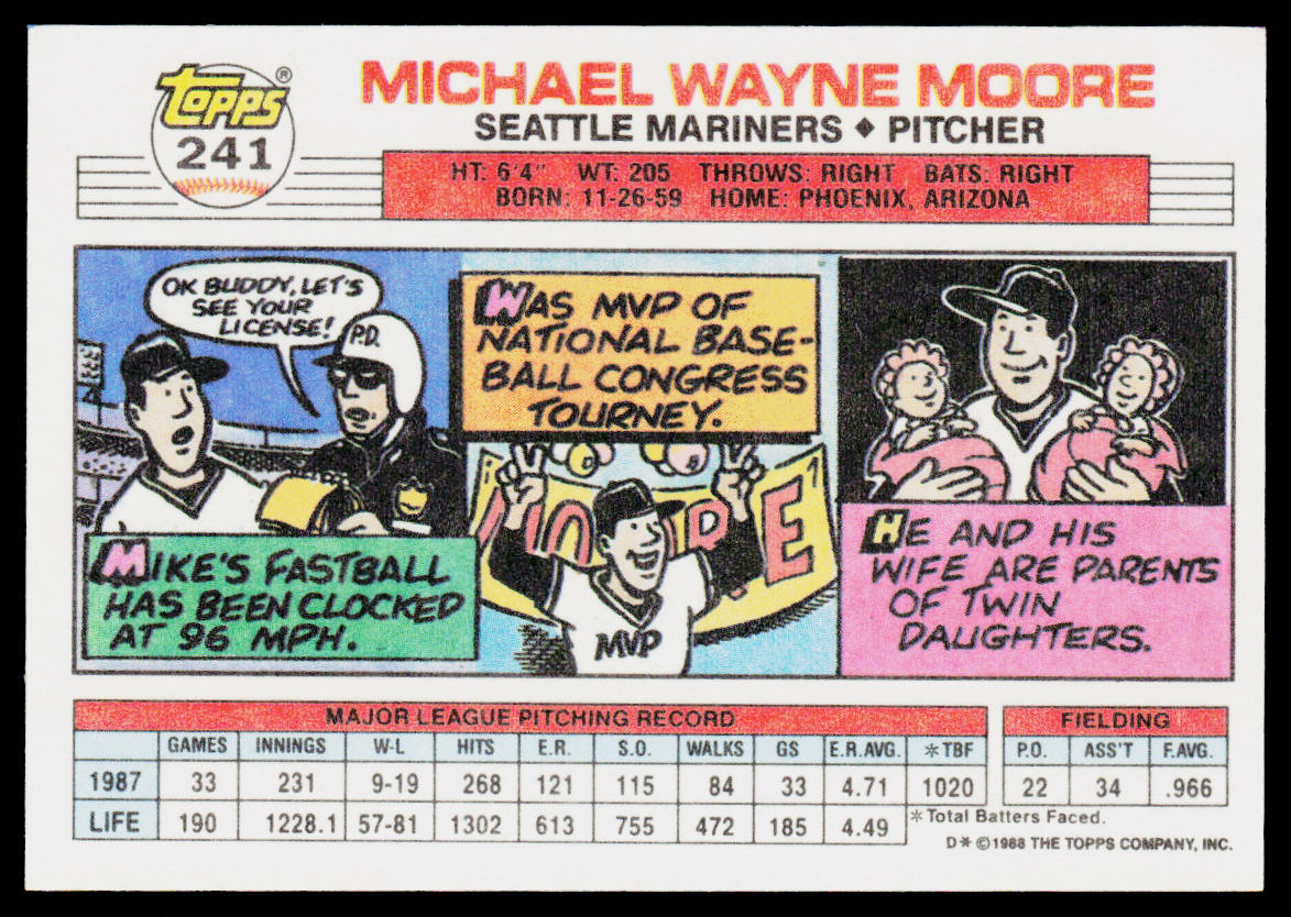 Mike Moore 1988 Topps Big #241c Seattle Mariners
