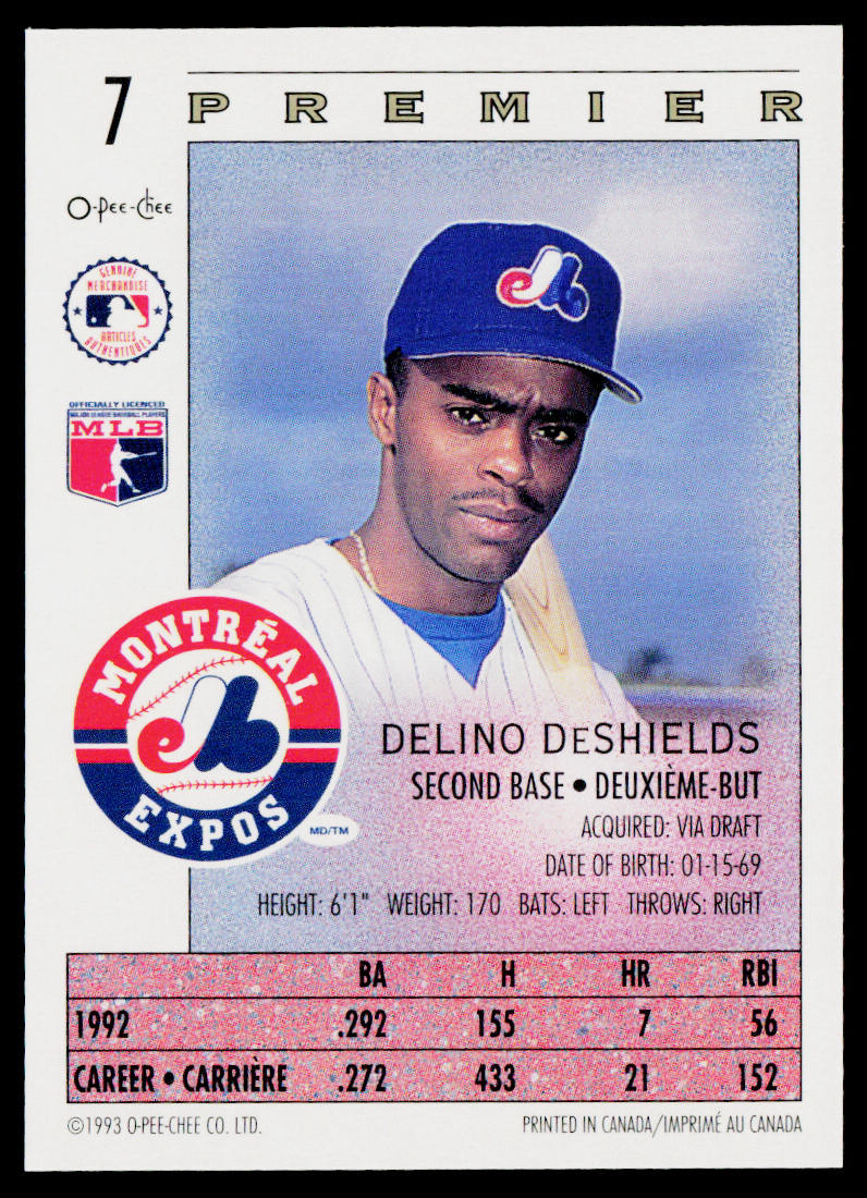 Delino DeShields 1993 O-Pee-Chee Premier #7 Montreal Expos