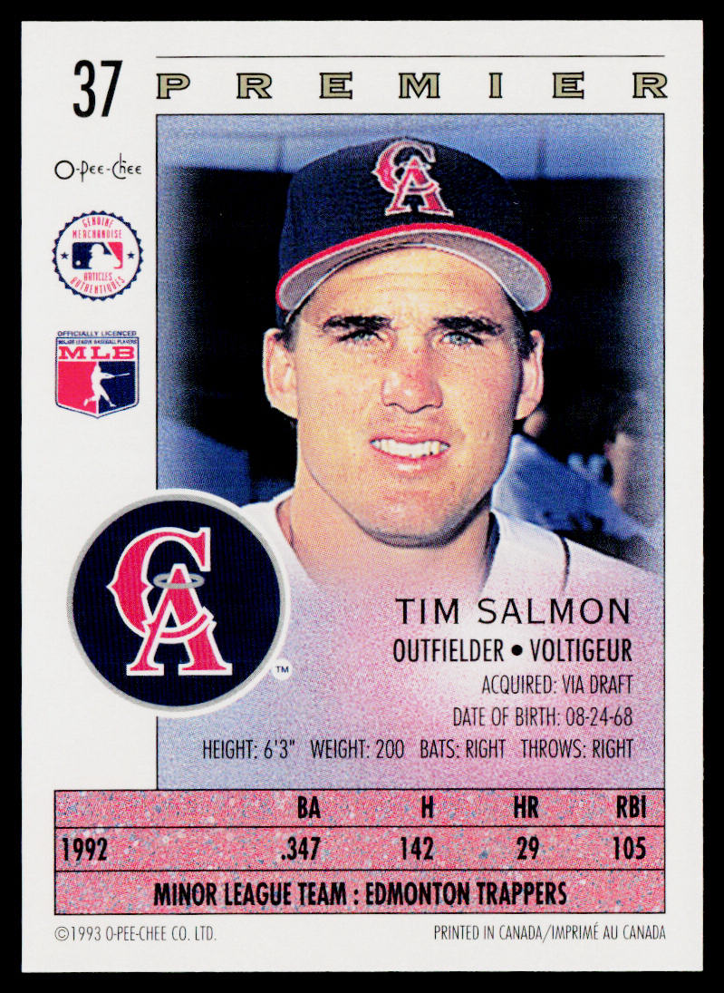 Tim Salmon 1993 O-Pee-Chee Premier #37 California Angels