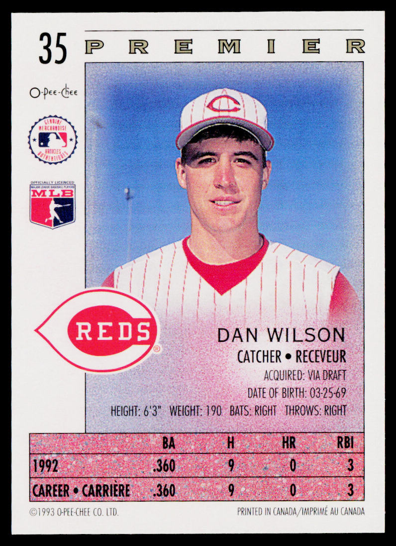 Dan Wilson 1993 O-Pee-Chee Premier #35 Cincinnati Reds