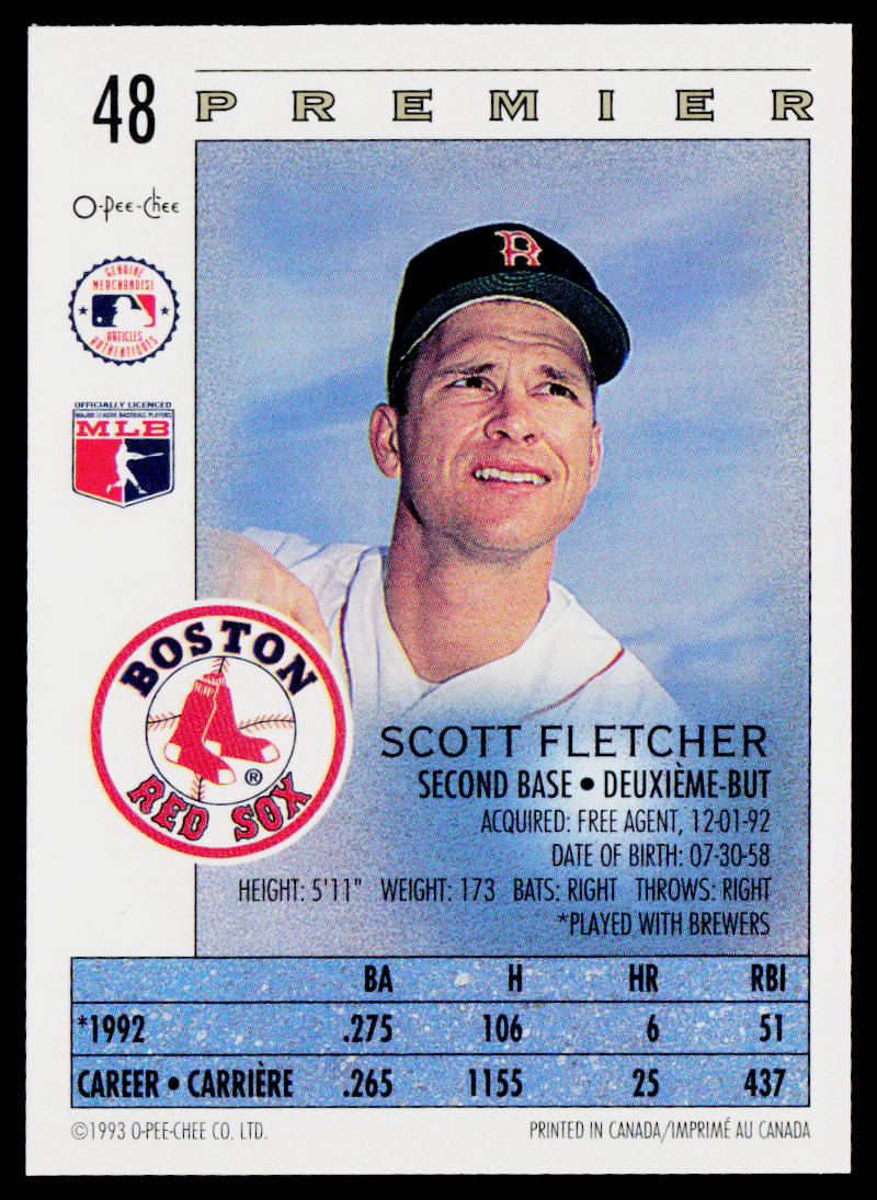 Scott Fletcher 1993 O-Pee-Chee Premier #48 Boston Red Sox