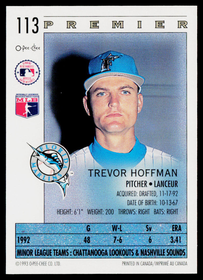 Trevor Hoffman 1993 O-Pee-Chee Premier #113 Florida Marlins