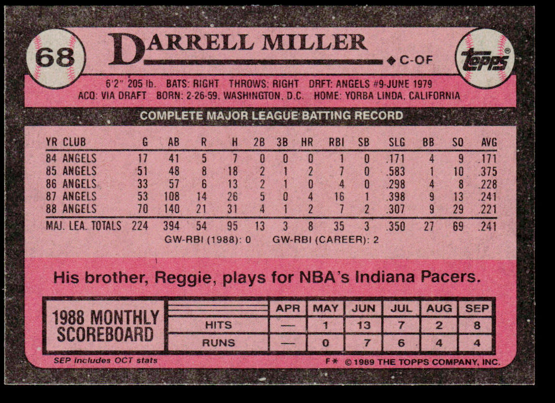 Darrell Miller 1989 Topps #68 California Angels
