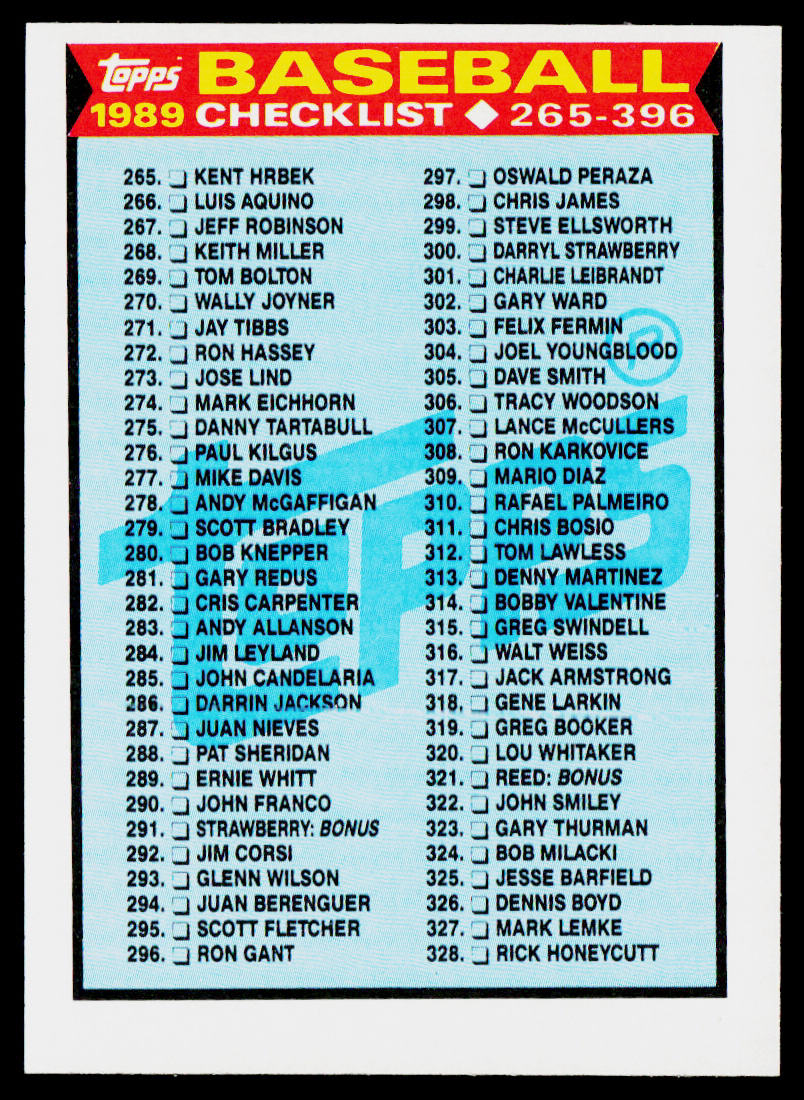 Checklist: 397-528 1989 Topps #524