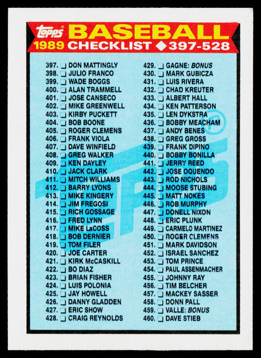 Checklist: 1-132 1989 Topps #118