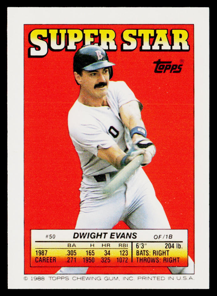 Dwight Evans 1988 Topps Stickers #102 / 165d