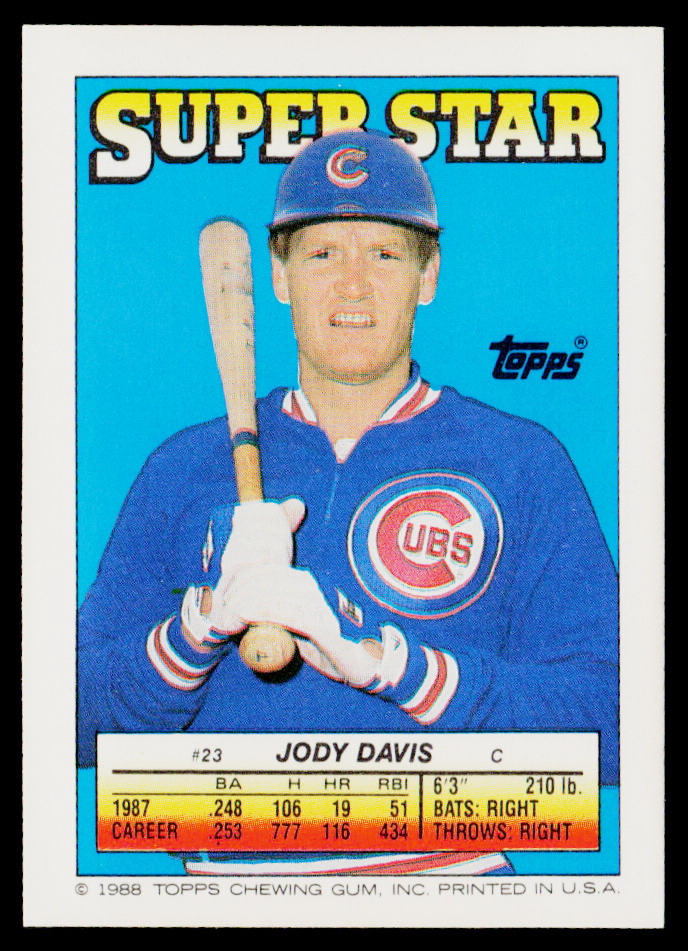 Jody Davis 1988 Topps Stickers #123 / 199c